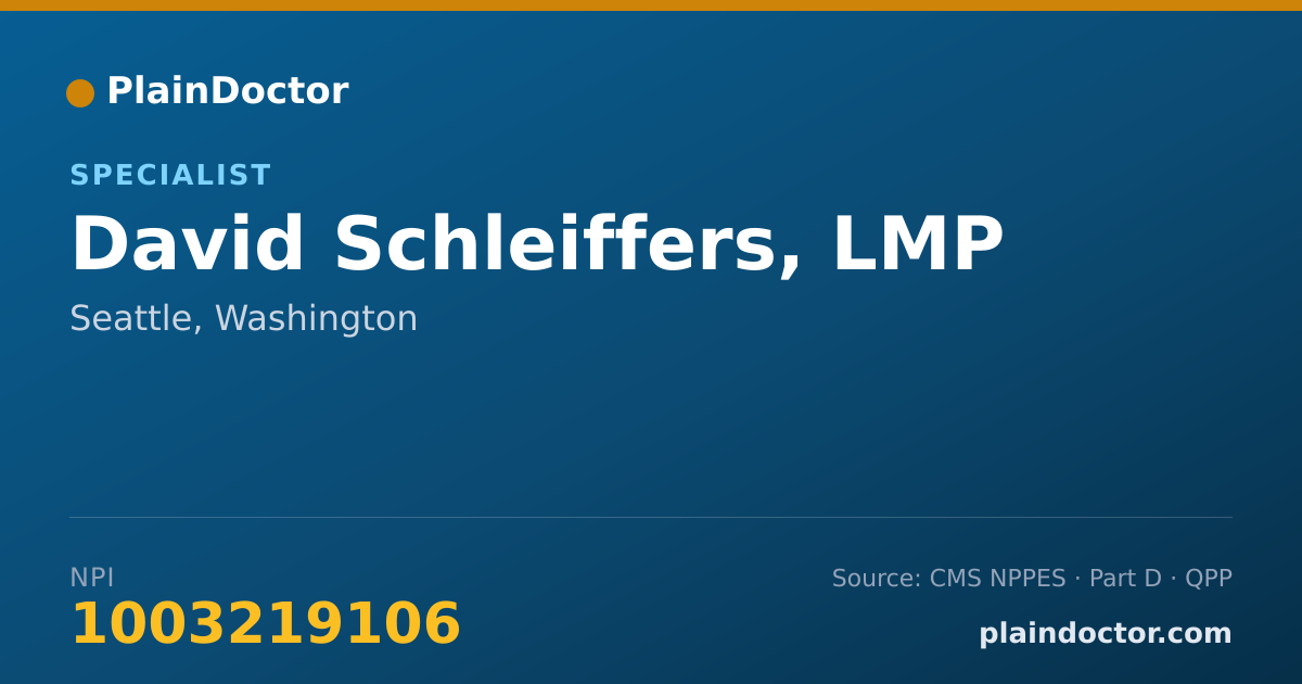 Shareable card for David Schleiffers, LMP - Specialist, Seattle, WA