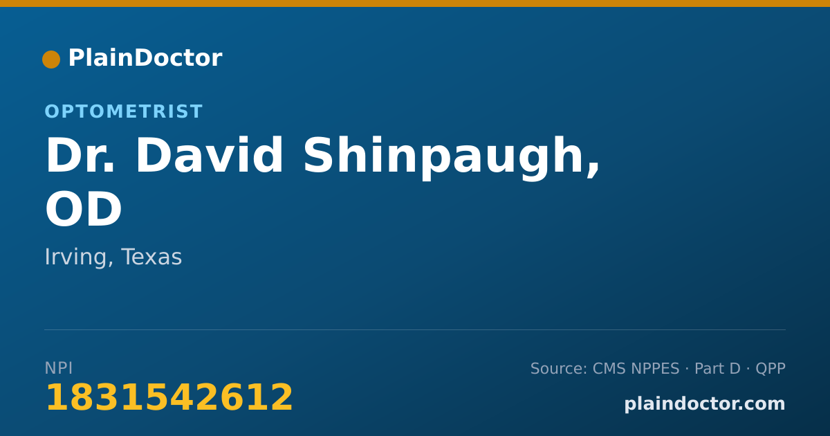 Shareable card for David Shinpaugh, OD - Optometrist, Irving, TX