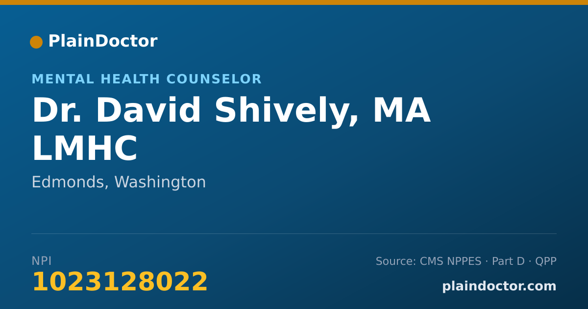 Shareable card for David Shively, MA LMHC - Mental Health Counselor, Edmonds, WA
