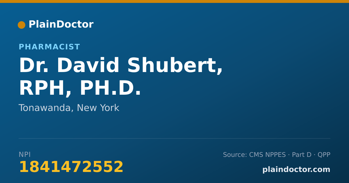 Shareable card for David Shubert, RPH, PH.D. - Pharmacist, Tonawanda, NY