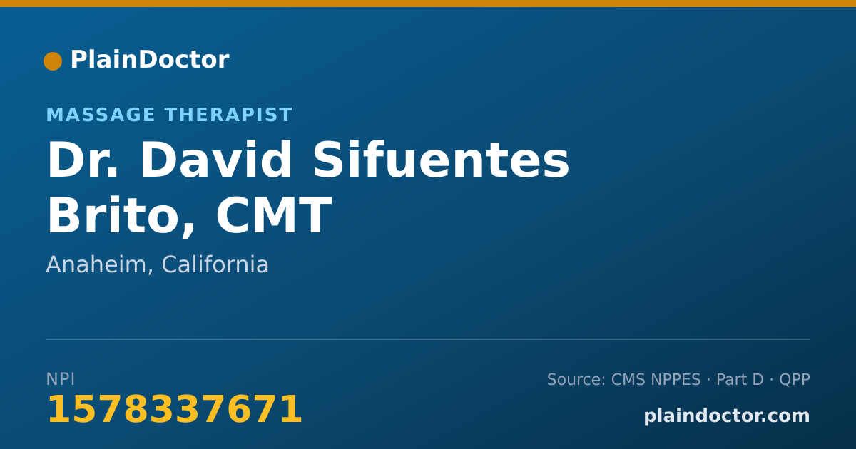 Shareable card for David Sifuentes Brito, CMT - Massage Therapist, Anaheim, CA