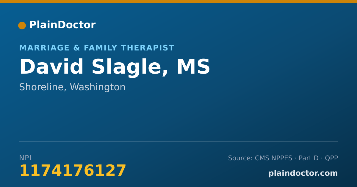Shareable card for David Slagle, MS - Marriage & Family Therapist, Shoreline, WA