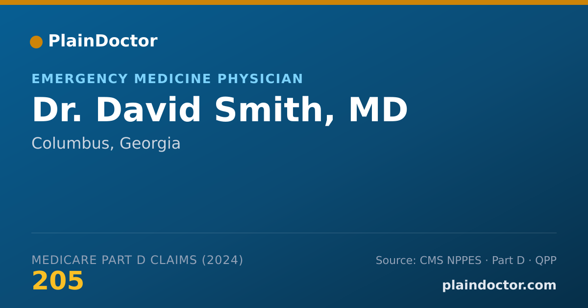 Shareable card for David Smith, MD - Emergency Medicine Physician, Columbus, GA