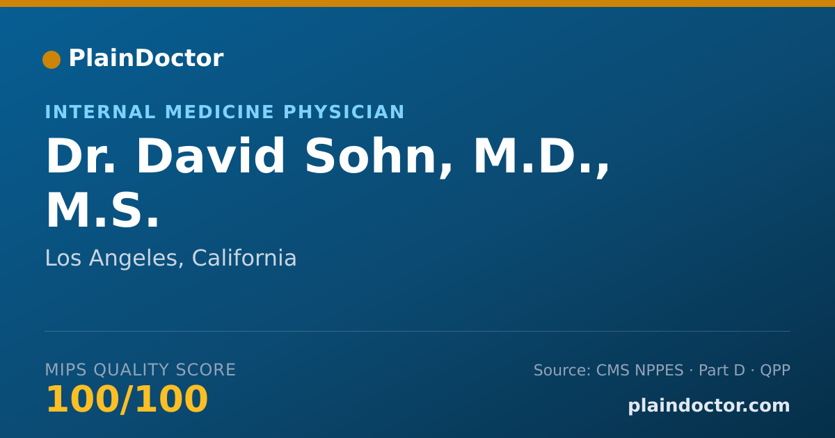 Shareable card for David Sohn, M.D., M.S. - Internal Medicine Physician, Los Angeles, CA