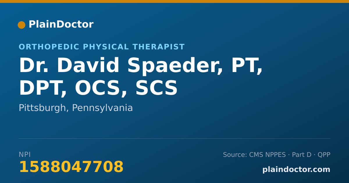 Shareable card for David Spaeder, PT, DPT, OCS, SCS - Orthopedic Physical Therapist, Pittsburgh, PA
