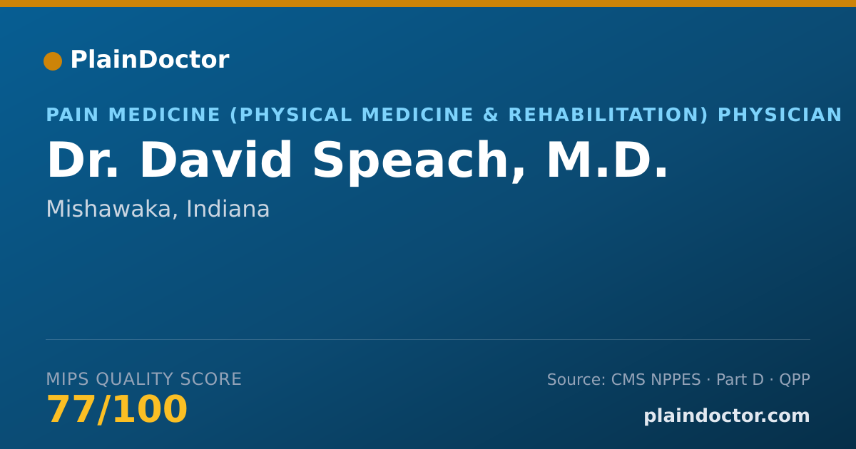 Shareable card for David Speach, M.D. - Pain Medicine (Physical Medicine & Rehabilitation) Physician, Mishawaka, IN