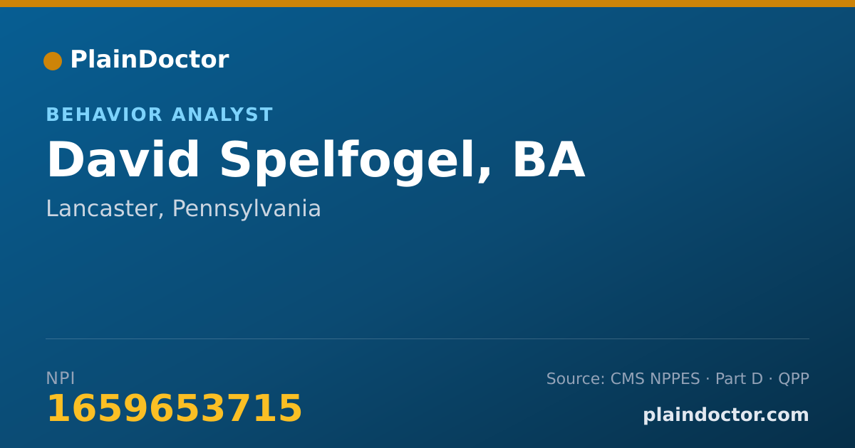 Shareable card for David Spelfogel, BA - Behavior Analyst, Lancaster, PA