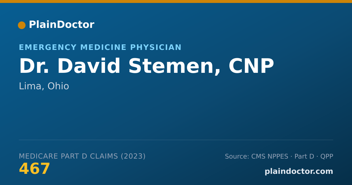 Shareable card for David Stemen, CNP - Emergency Medicine Physician, Lima, OH
