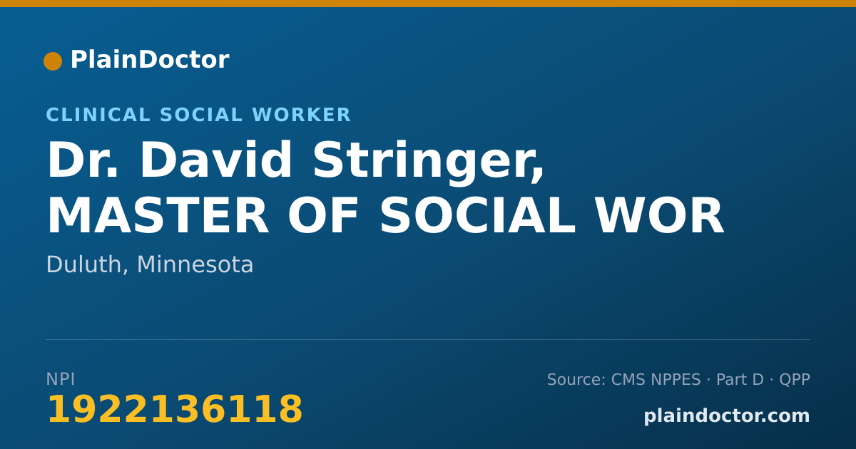 Shareable card for David Stringer, MASTER OF SOCIAL WOR - Clinical Social Worker, Duluth, MN