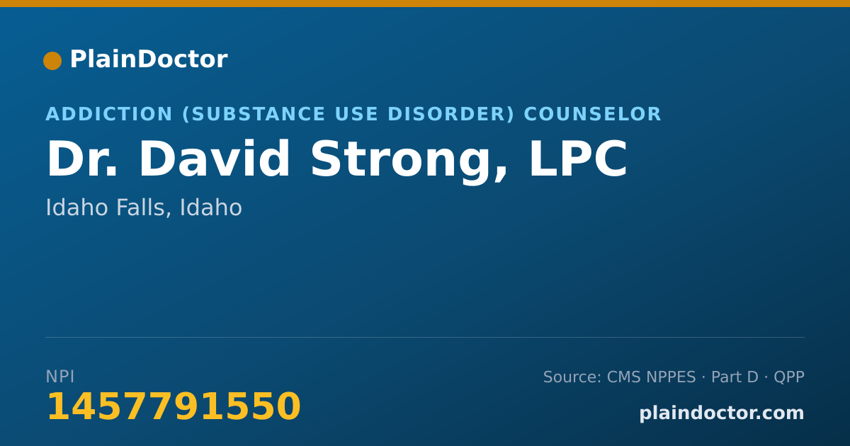 Shareable card for David Strong, LPC - Addiction (Substance Use Disorder) Counselor, Idaho Falls, ID