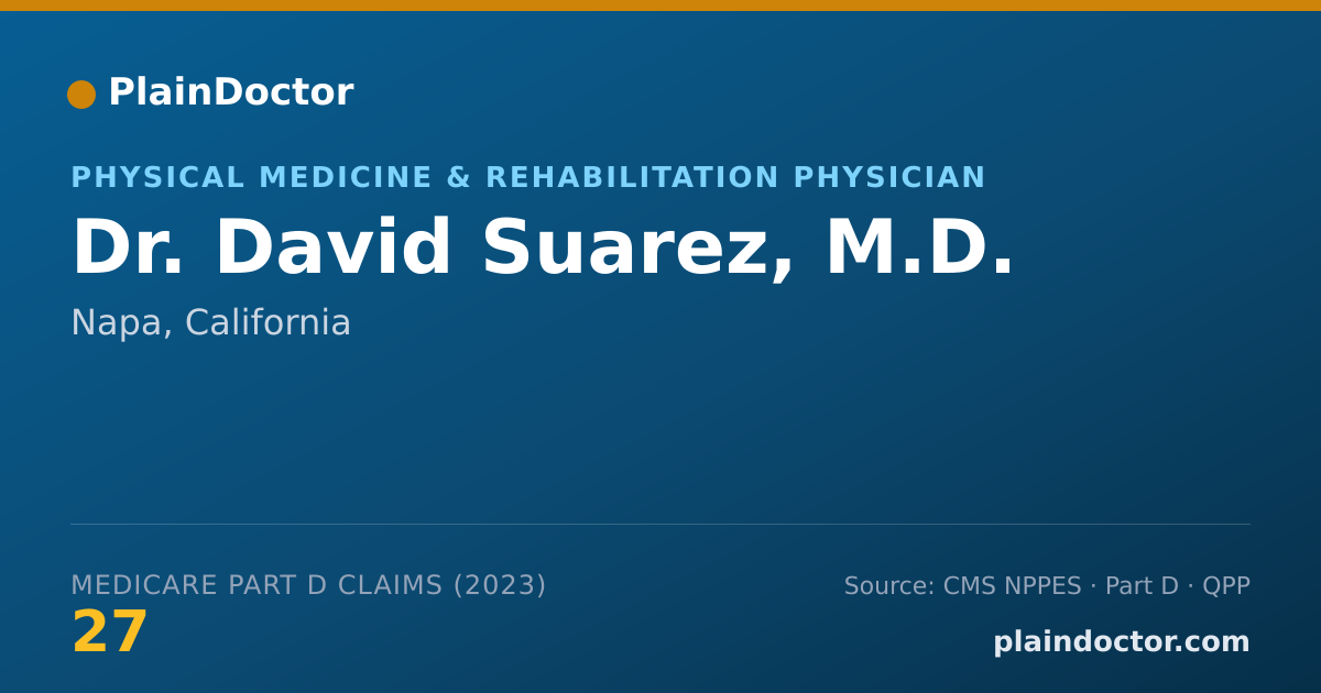 Shareable card for David Suarez, M.D. - Physical Medicine & Rehabilitation Physician, Napa, CA