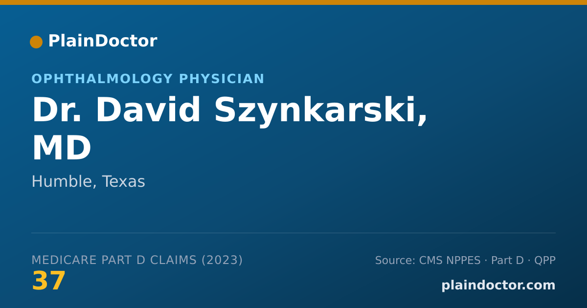 Shareable card for David Szynkarski, MD - Ophthalmology Physician, Humble, TX