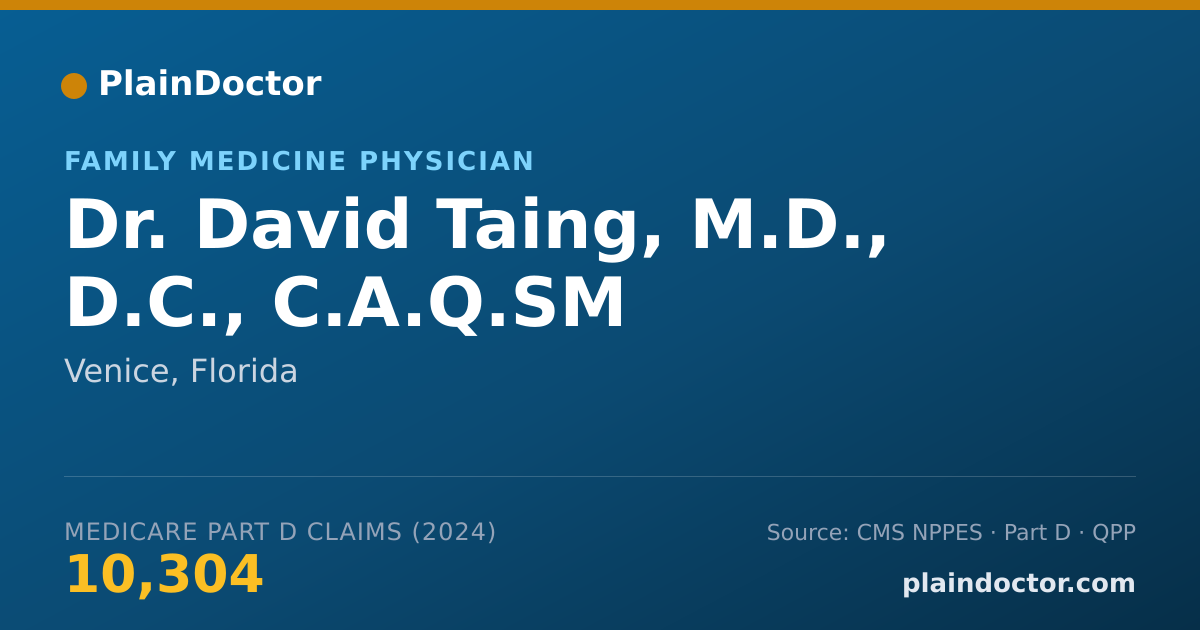 Shareable card for David Taing, M.D., D.C., C.A.Q.SM - Family Medicine Physician, Venice, FL