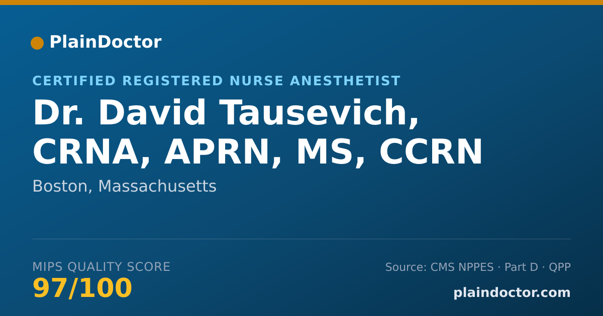 Shareable card for David Tausevich, CRNA, APRN, MS, CCRN - Certified Registered Nurse Anesthetist, Boston, MA