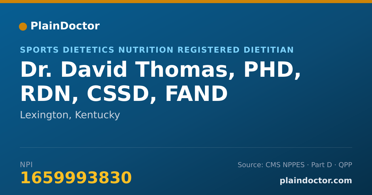 Shareable card for David Thomas, PHD, RDN, CSSD, FAND - Sports Dietetics Nutrition Registered Dietitian, Lexington, KY