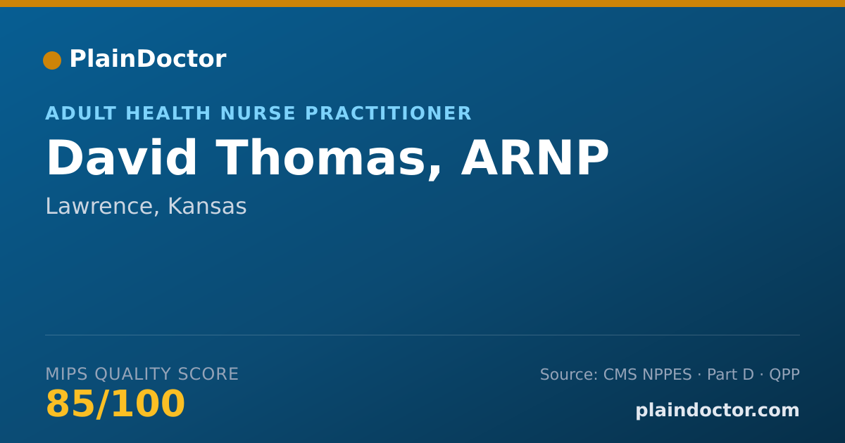 Shareable card for David Thomas, ARNP - Adult Health Nurse Practitioner, Lawrence, KS