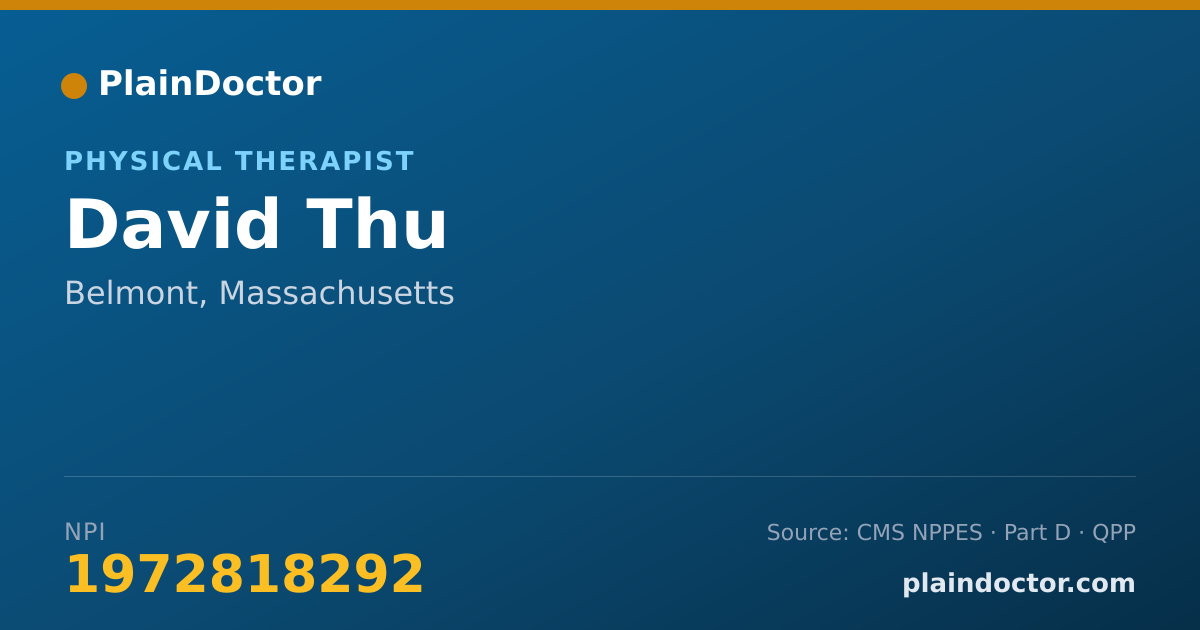Shareable card for David Thu - Physical Therapist, Belmont, MA