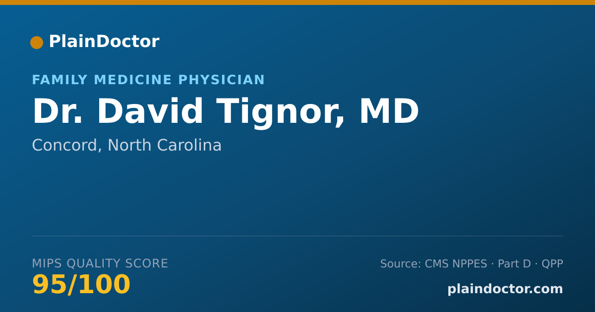 Shareable card for David Tignor, MD - Family Medicine Physician, Concord, NC