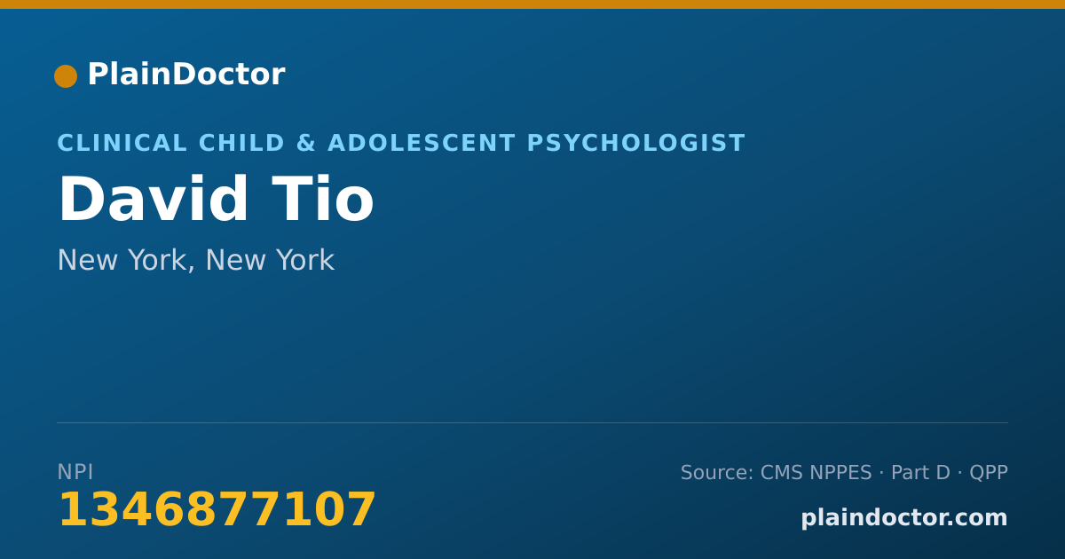 Shareable card for David Tio - Clinical Child & Adolescent Psychologist, New York, NY