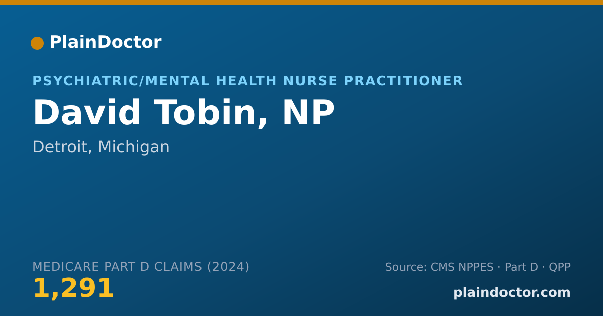 Shareable card for David Tobin, NP - Psychiatric/Mental Health Nurse Practitioner, Detroit, MI