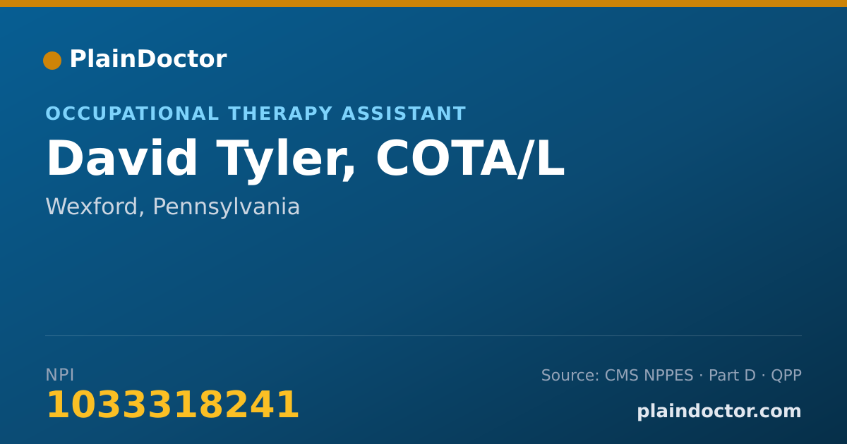 Shareable card for David Tyler, COTA/L - Occupational Therapy Assistant, Wexford, PA