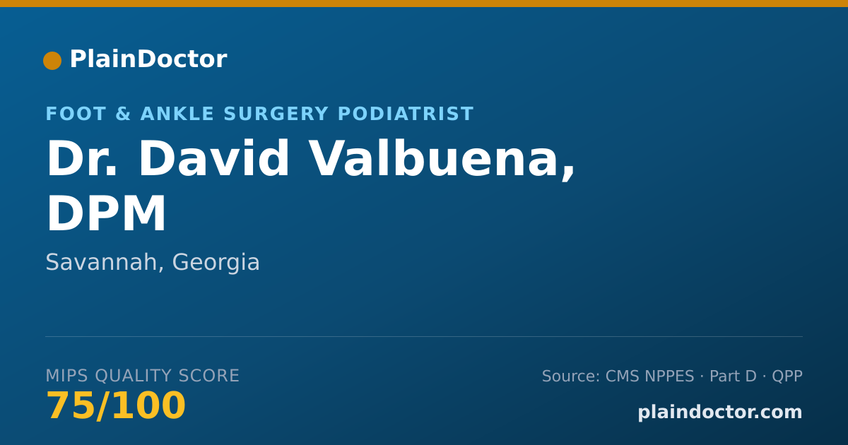 Shareable card for David Valbuena, DPM - Foot & Ankle Surgery Podiatrist, Savannah, GA
