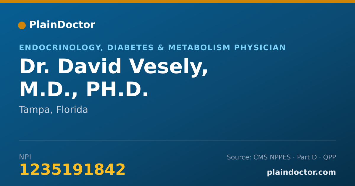 Shareable card for David Vesely, M.D., PH.D. - Endocrinology, Diabetes & Metabolism Physician, Tampa, FL
