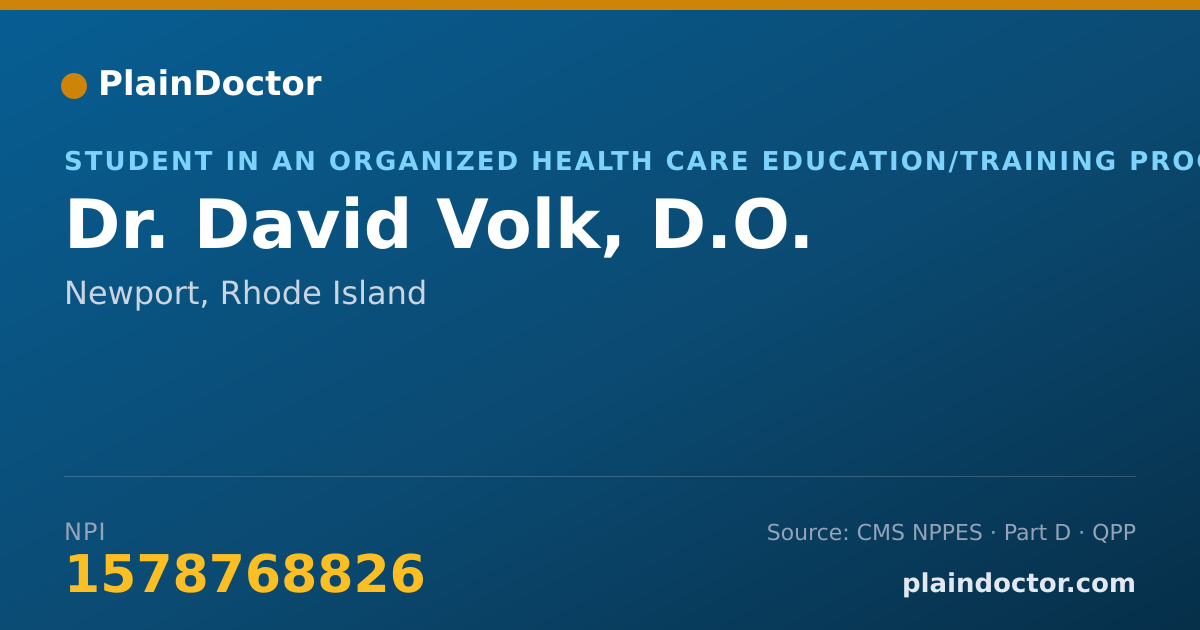 Shareable card for David Volk, D.O. - Student in an Organized Health Care Education/Training Program, Newport, RI
