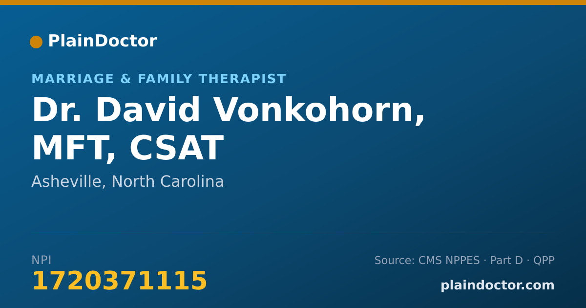 Shareable card for David Vonkohorn, MFT, CSAT - Marriage & Family Therapist, Asheville, NC