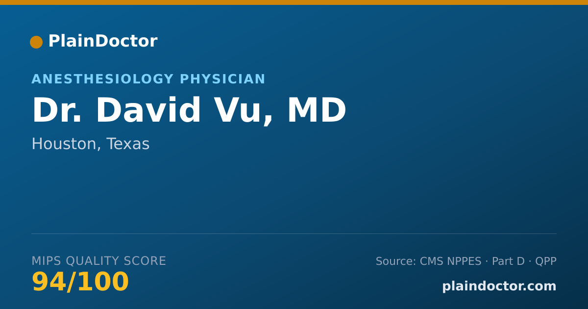 Shareable card for David Vu, MD - Anesthesiology Physician, Houston, TX
