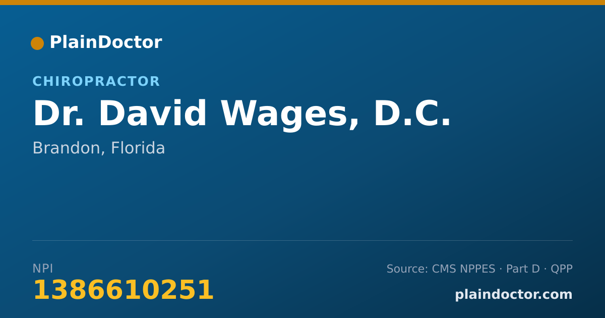 Shareable card for David Wages, D.C. - Chiropractor, Brandon, FL