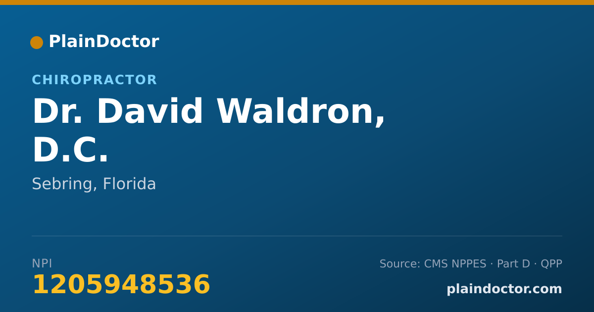 Shareable card for David Waldron, D.C. - Chiropractor, Sebring, FL