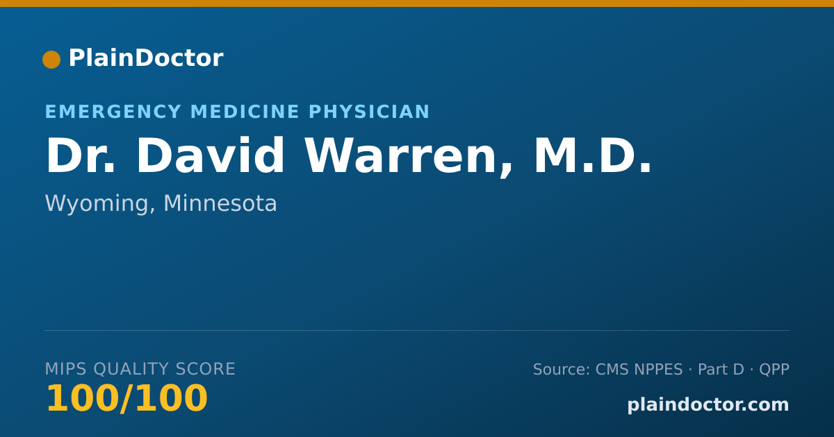 Shareable card for David Warren, M.D. - Emergency Medicine Physician, Wyoming, MN