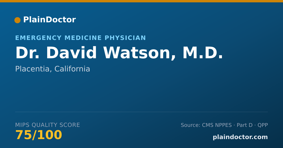 Shareable card for David Watson, M.D. - Emergency Medicine Physician, Placentia, CA