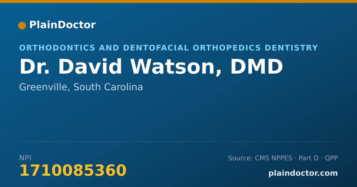 Shareable card for David Watson, DMD - Orthodontics and Dentofacial Orthopedics Dentistry, Greenville, SC