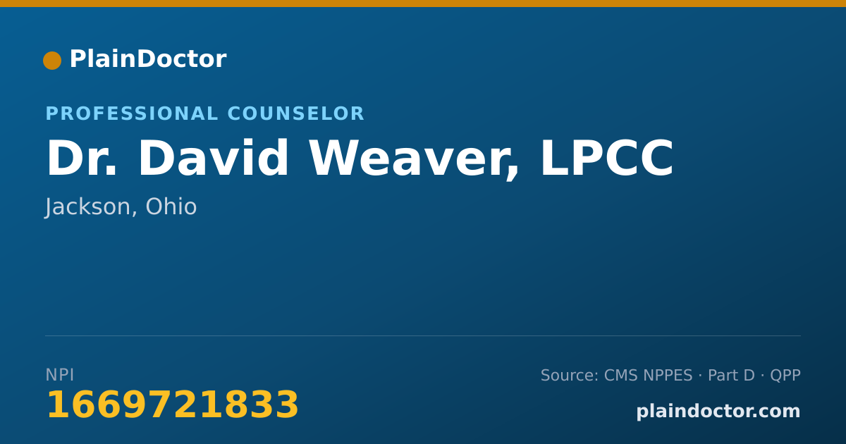 Shareable card for David Weaver, LPCC - Professional Counselor, Jackson, OH