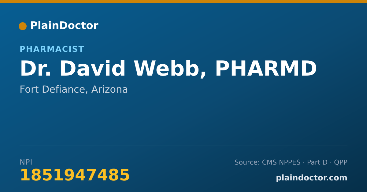 Shareable card for David Webb, PHARMD - Pharmacist, Fort Defiance, AZ