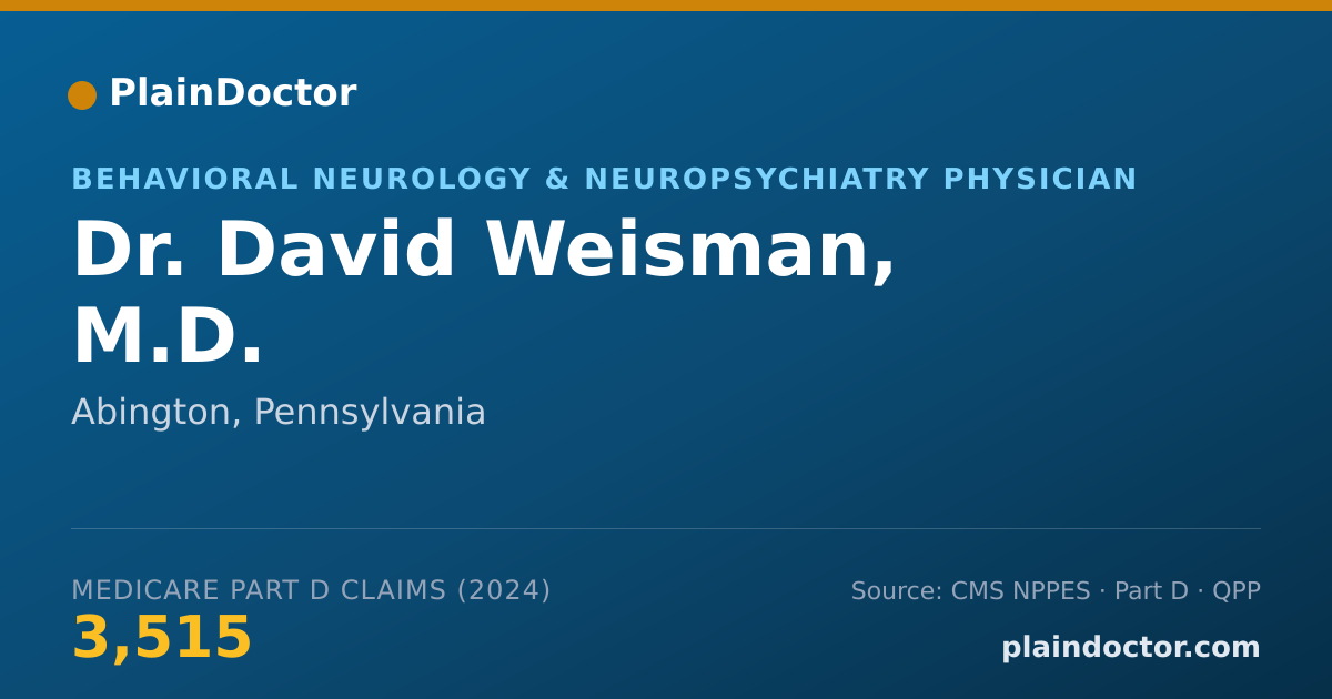 Shareable card for David Weisman, M.D. - Behavioral Neurology & Neuropsychiatry Physician, Abington, PA