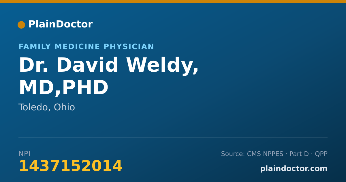 Shareable card for David Weldy, MD,PHD - Sports Medicine (Family Medicine) Physician, Toledo, OH