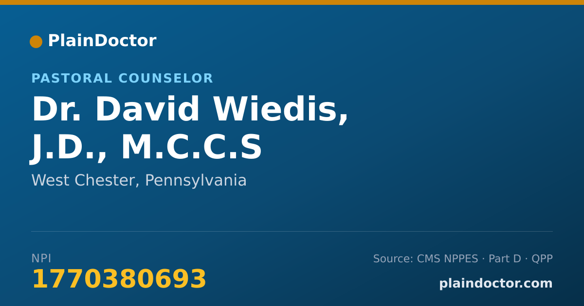 Shareable card for David Wiedis, J.D., M.C.C.S - Pastoral Counselor, West Chester, PA