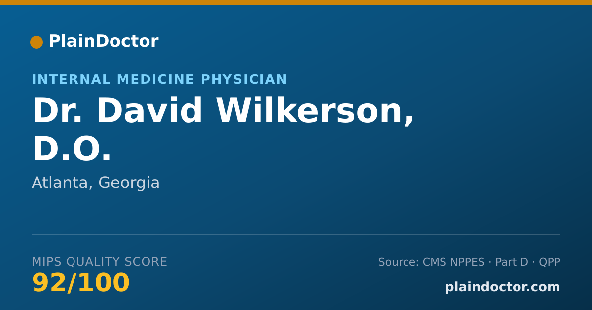 Shareable card for David Wilkerson, D.O. - Internal Medicine Physician, Atlanta, GA