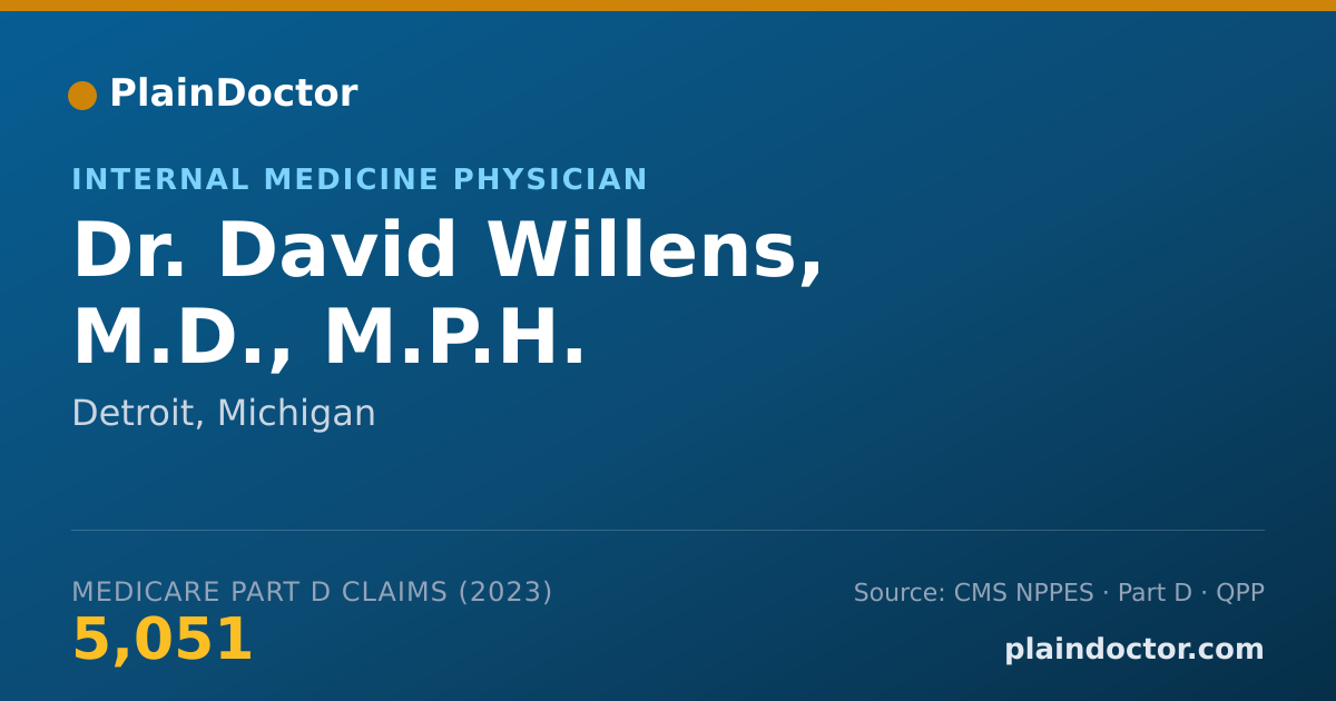 Shareable card for David Willens, M.D., M.P.H. - Internal Medicine Physician, Detroit, MI