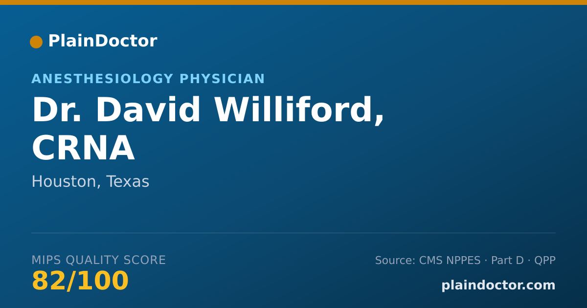 Shareable card for David Williford, CRNA - Anesthesiology Physician, Houston, TX