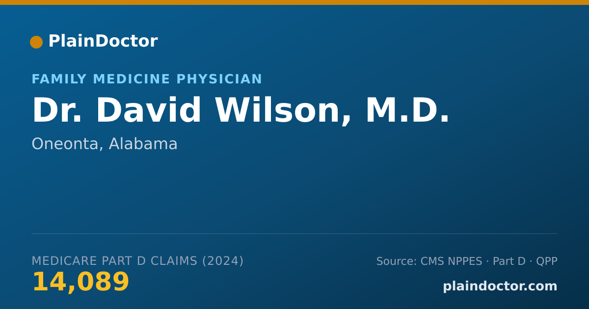 Shareable card for David Wilson, M.D. - Family Medicine Physician, Oneonta, AL