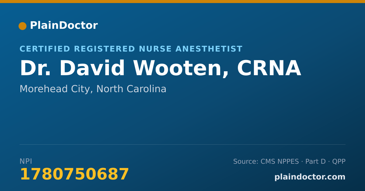 Shareable card for David Wooten, CRNA - Certified Registered Nurse Anesthetist, Morehead City, NC