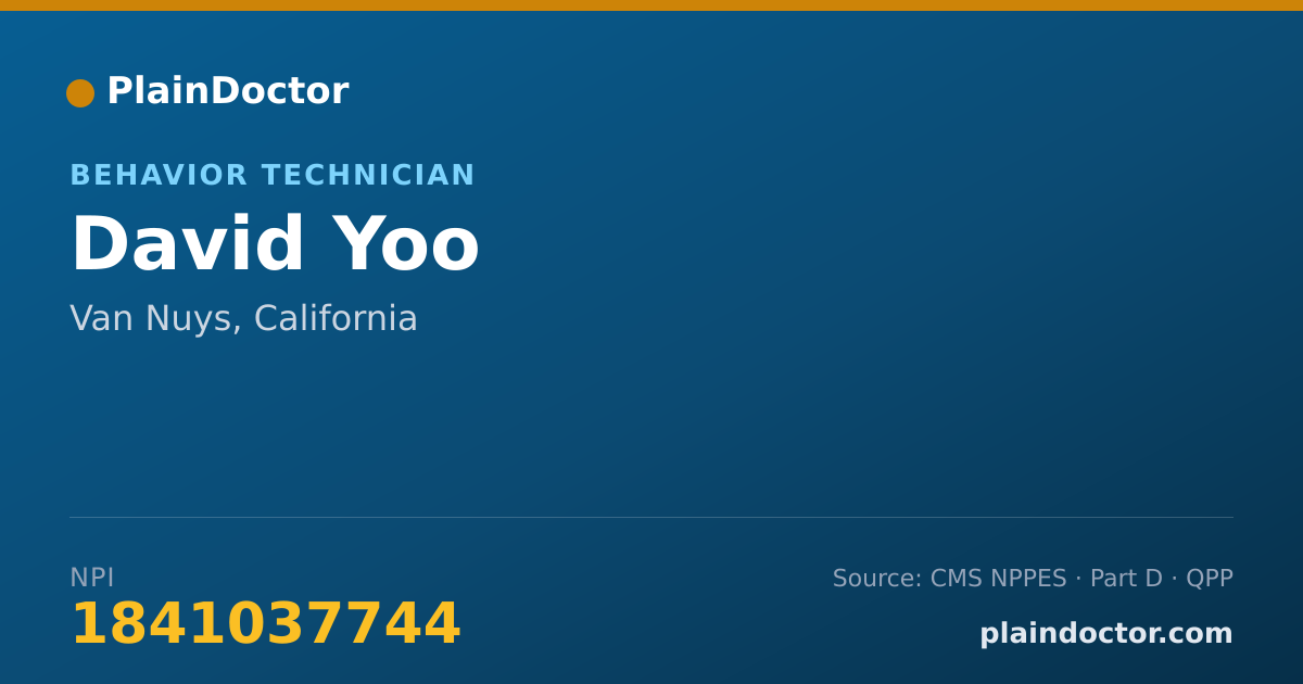 Shareable card for David Yoo - Behavior Technician, Van Nuys, CA