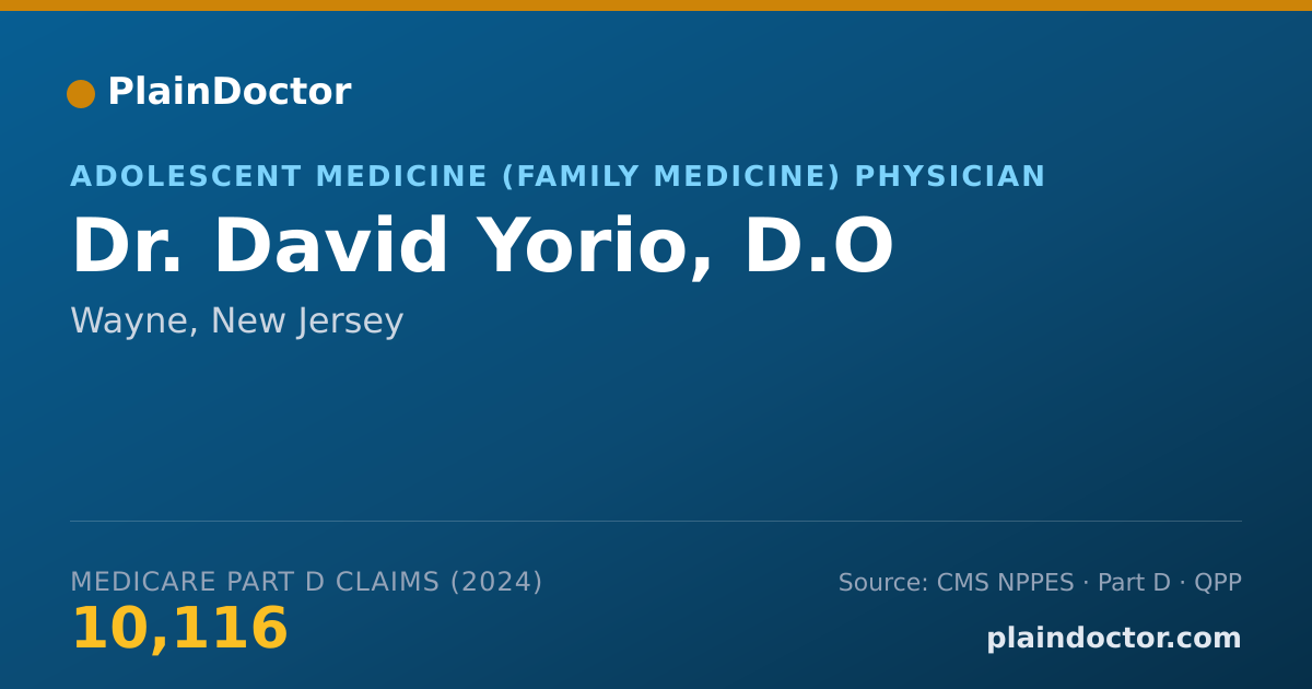 Shareable card for David Yorio, D.O - Adolescent Medicine (Family Medicine) Physician, Wayne, NJ