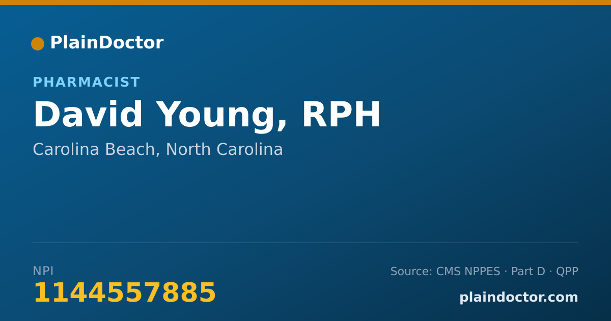 Shareable card for David Young, RPH - Pharmacist, Carolina Beach, NC