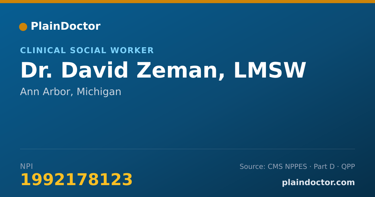 Shareable card for David Zeman, LMSW - Clinical Social Worker, Ann Arbor, MI