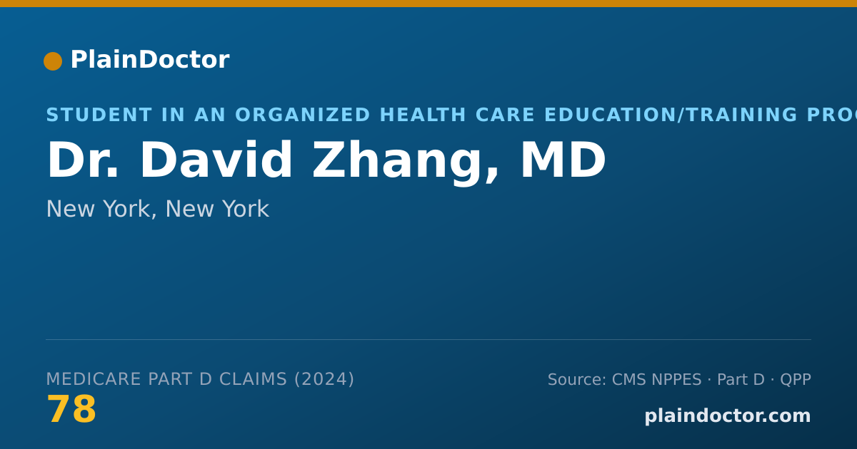 Shareable card for David Zhang, MD - Student in an Organized Health Care Education/Training Program, New York, NY